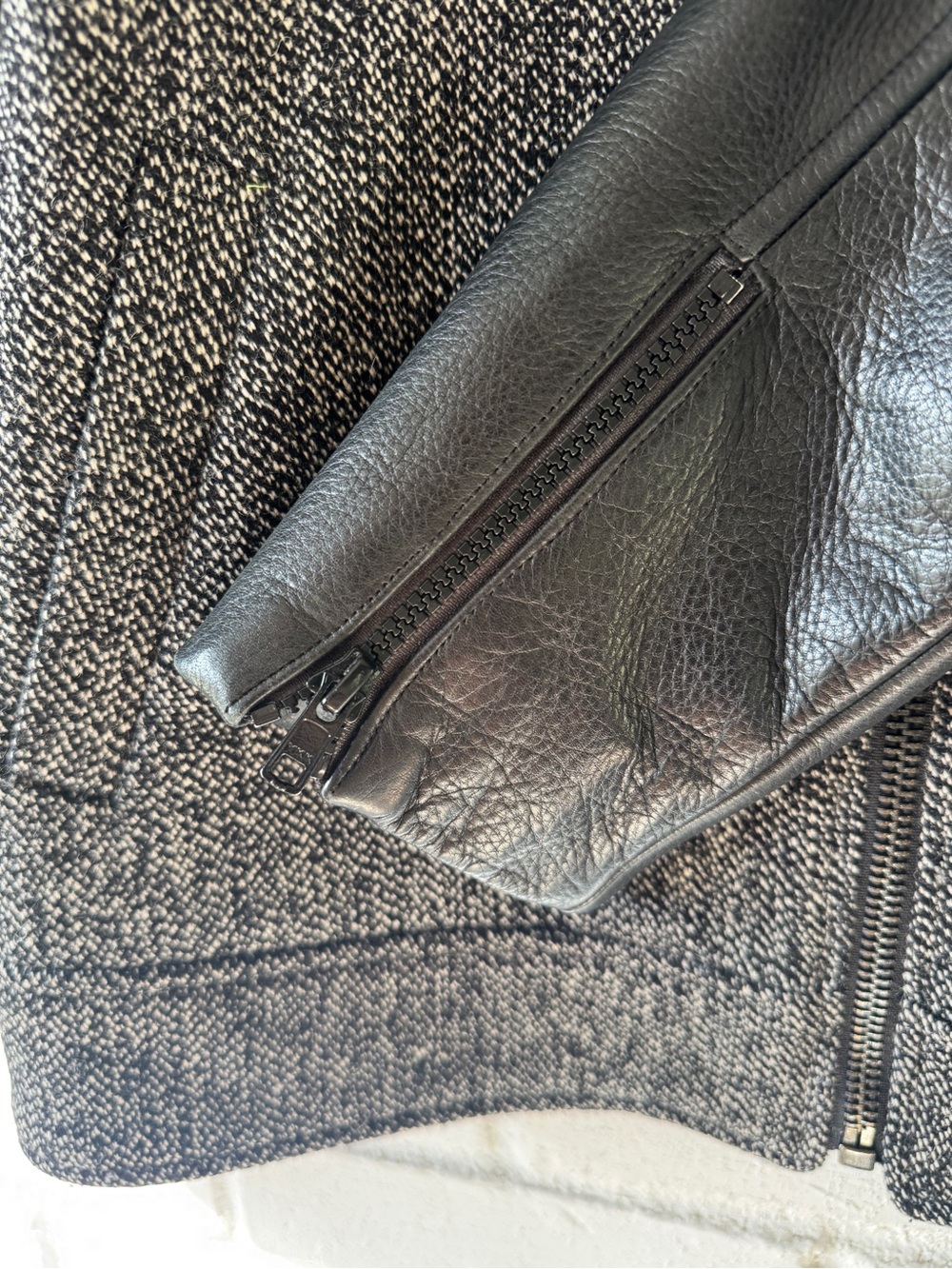 *RARE* TIMO WEILAND Leather & Herringbone Wool Bomber Jacket - Men’s MEDIUM - Picture 13 of 15